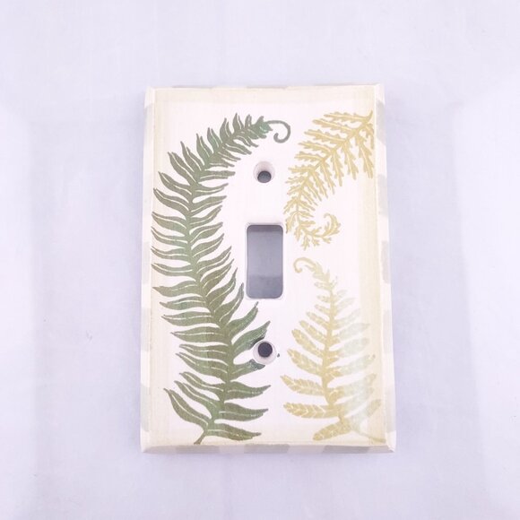 Ferns Leaf Now That's A Switch Single Plate Cover Hand Painted Ceramic Stoneware - Picture 5 of 5